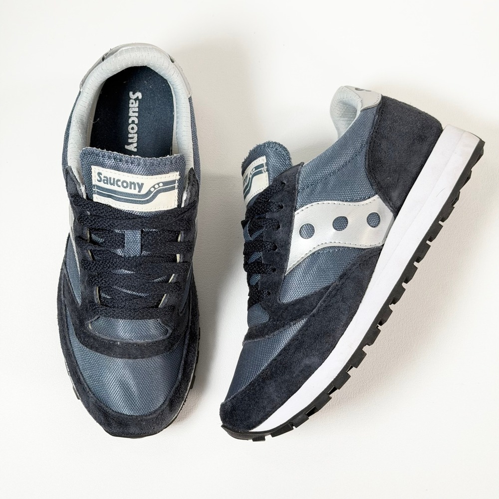 Saucony Jazz 81 Sneakers Mens 7 Navy Silver Suede Retro Running Shoes Athletic